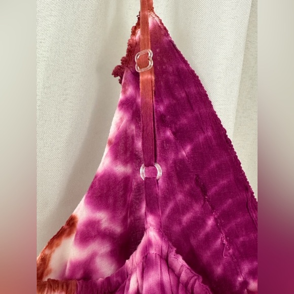 RAGA - Boho Spaghetti Strap Tie Dye Babydoll Dress Crocheted Trim  Mediu… - Picture 9 of 12